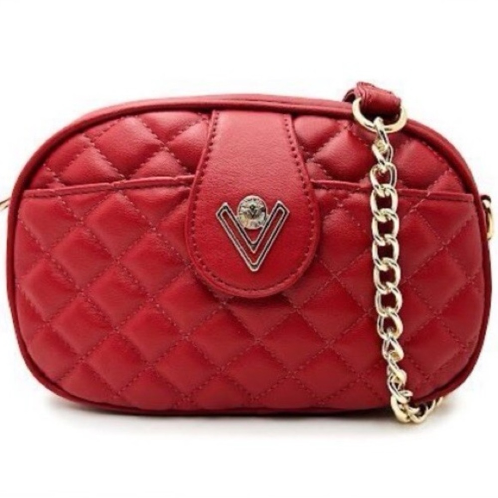 Valentino Orlandi Elegant Red Quilted Shoulder / Camera Bag